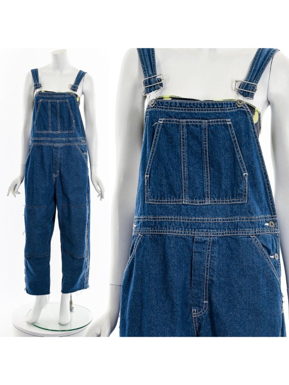 Distressed Patchwork Denim Overalls - Picture 2 of 10